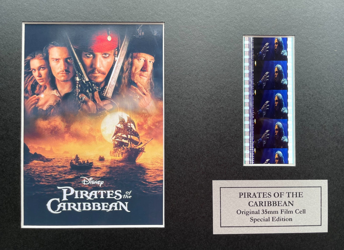 Handmade display featuring original film cells for PIRATES of The CARIBBEAN fans