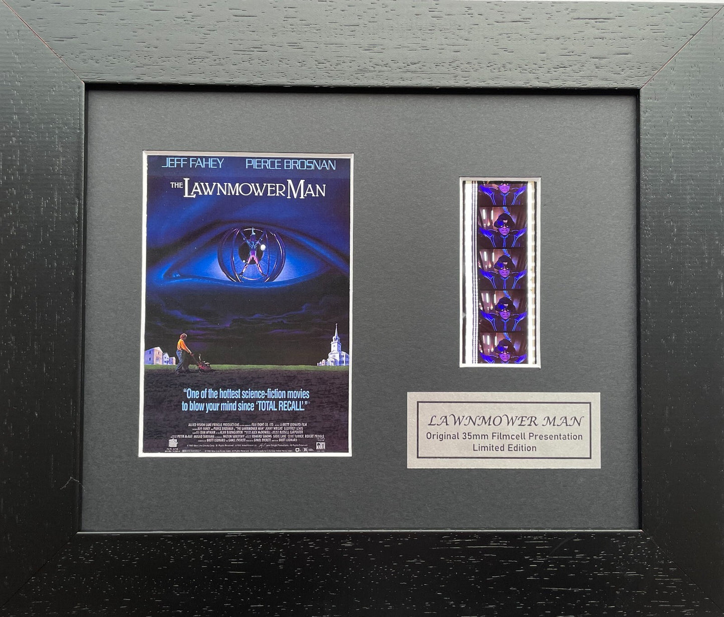 Handmade display featuring original 35mm film cells for THE LAWNMOWER MAN fans