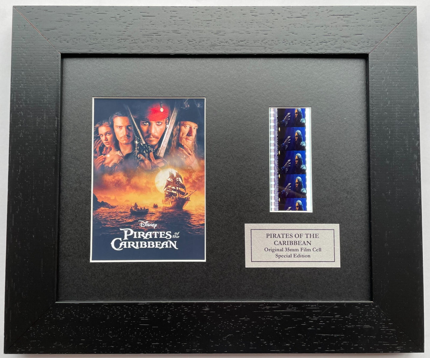 Handmade display featuring original film cells for PIRATES of The CARIBBEAN fans