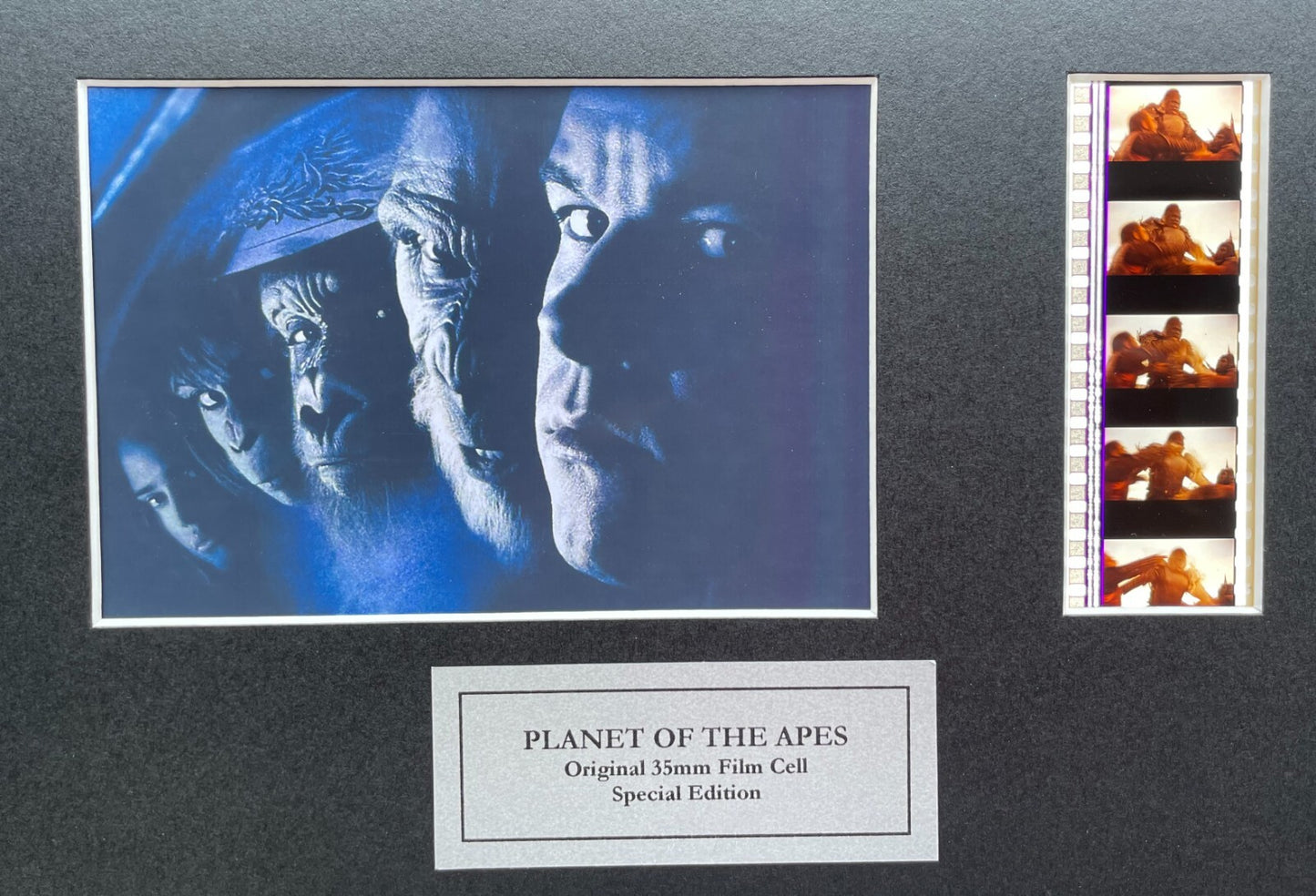 Handmade display featuring original film cells for PLANET Of The APES 2001 fans