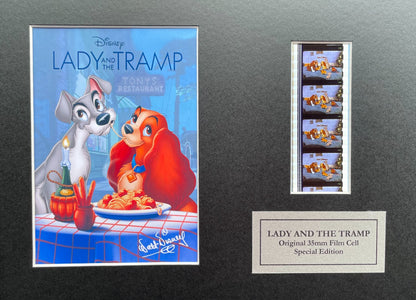 Hand crafted display featuring original 35mm filmcells for Lady & The Tramp fans