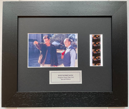 Handmade display featuring original 35mm filmcells for a Phenomenon fan + COA v1