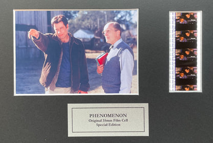 Handmade display featuring original 35mm filmcells for a Phenomenon fan + COA v1