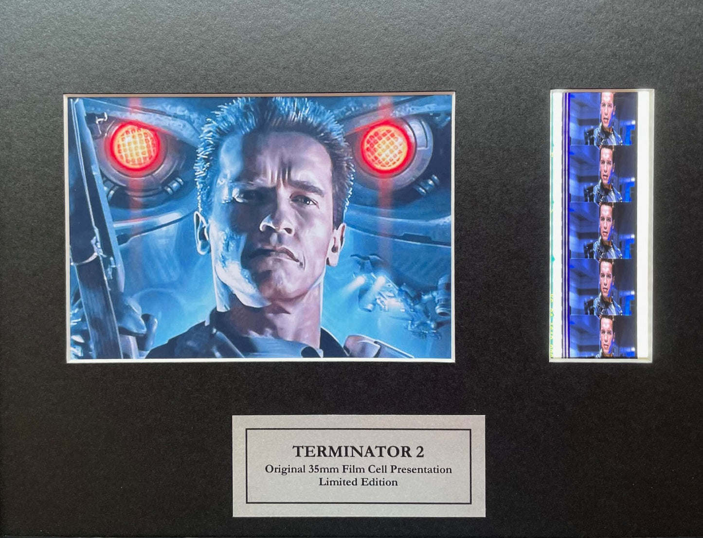Hand crafted display featuring original 35mm filmcells for a Terminator 2 fan v1