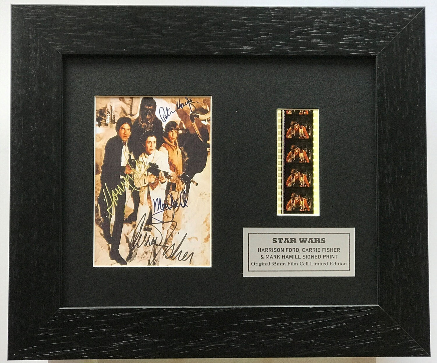STAR WARS Signed Repro + Original 35mm Filmcells set within Quality Wood Frame