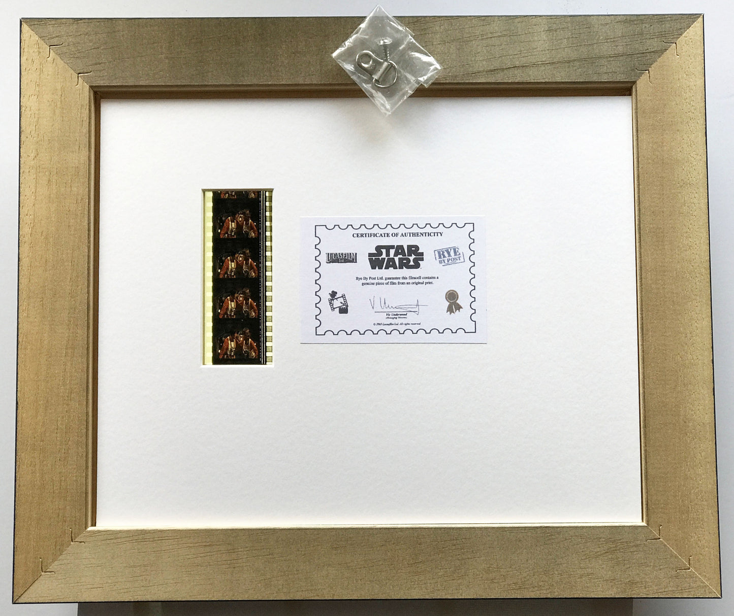 STAR WARS Signed Repro + Original 35mm Filmcells set within Quality Wood Frame