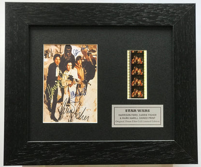 STAR WARS Signed Repro + Original 35mm Filmcells set within Quality Wood Frame
