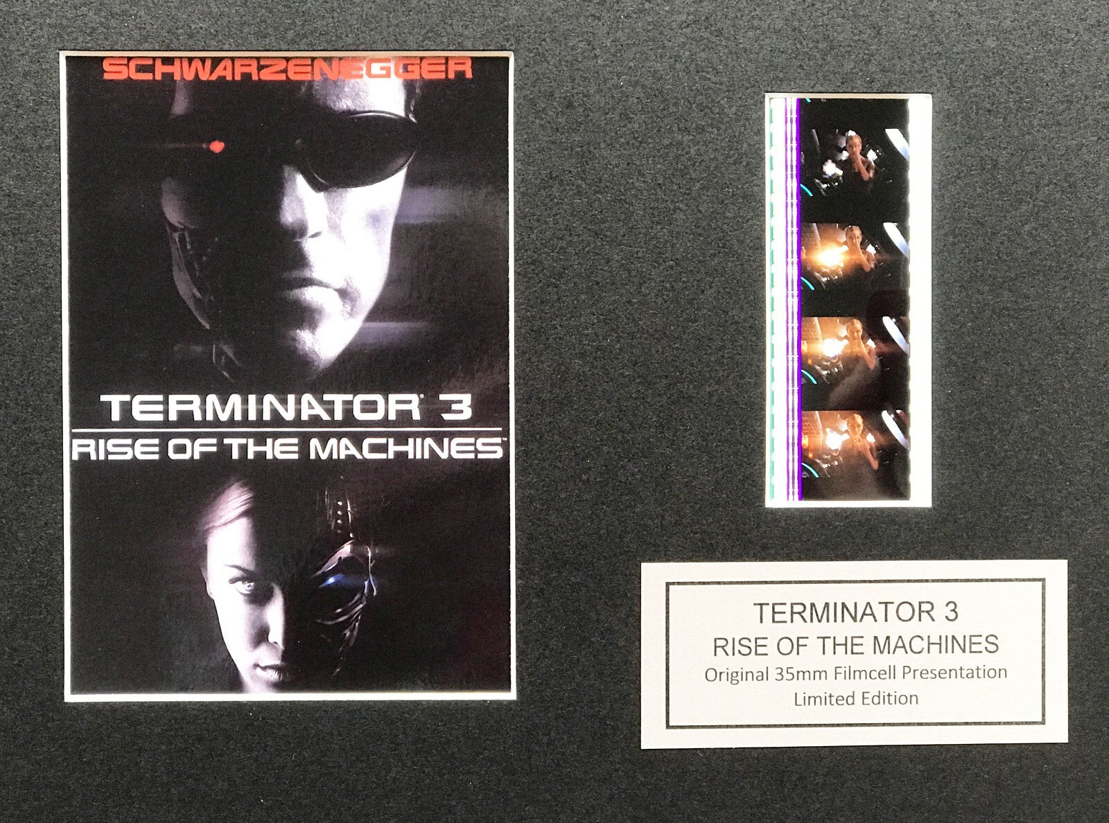 Hand crafted display featuring original 35mm film cells for a Terminator 3 fan v1