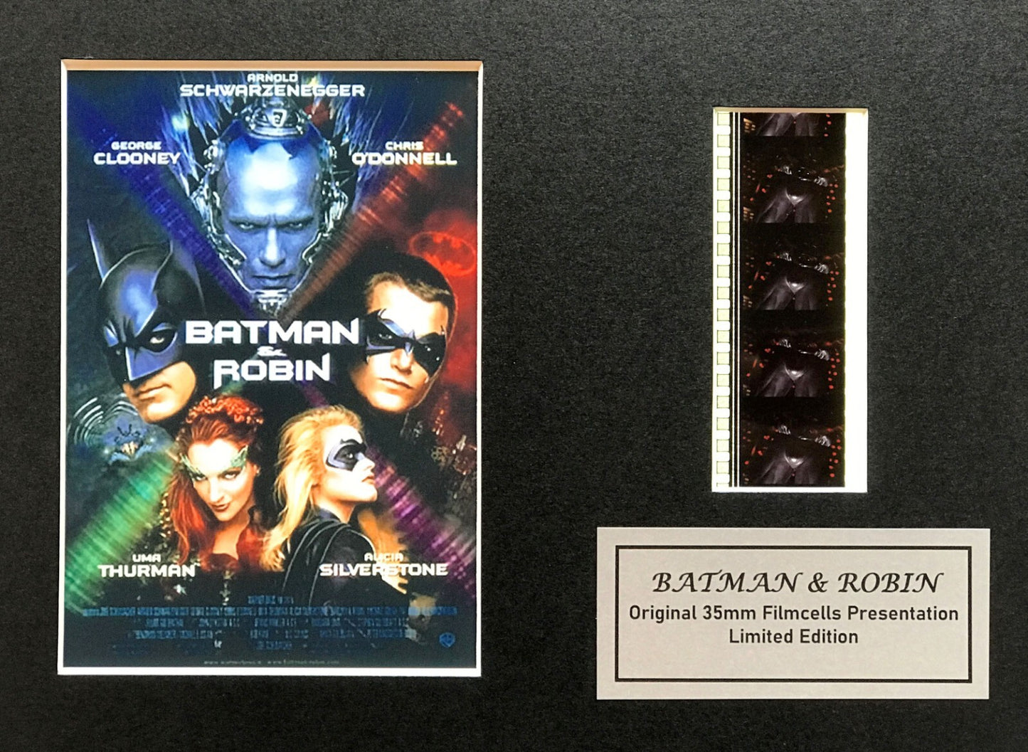 Hand crafted display featuring original 35mm film cells for BATMAN & ROBIN v1