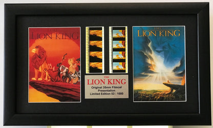 Handmade display featuring original double 35mm filmcells for THE LION KING fans