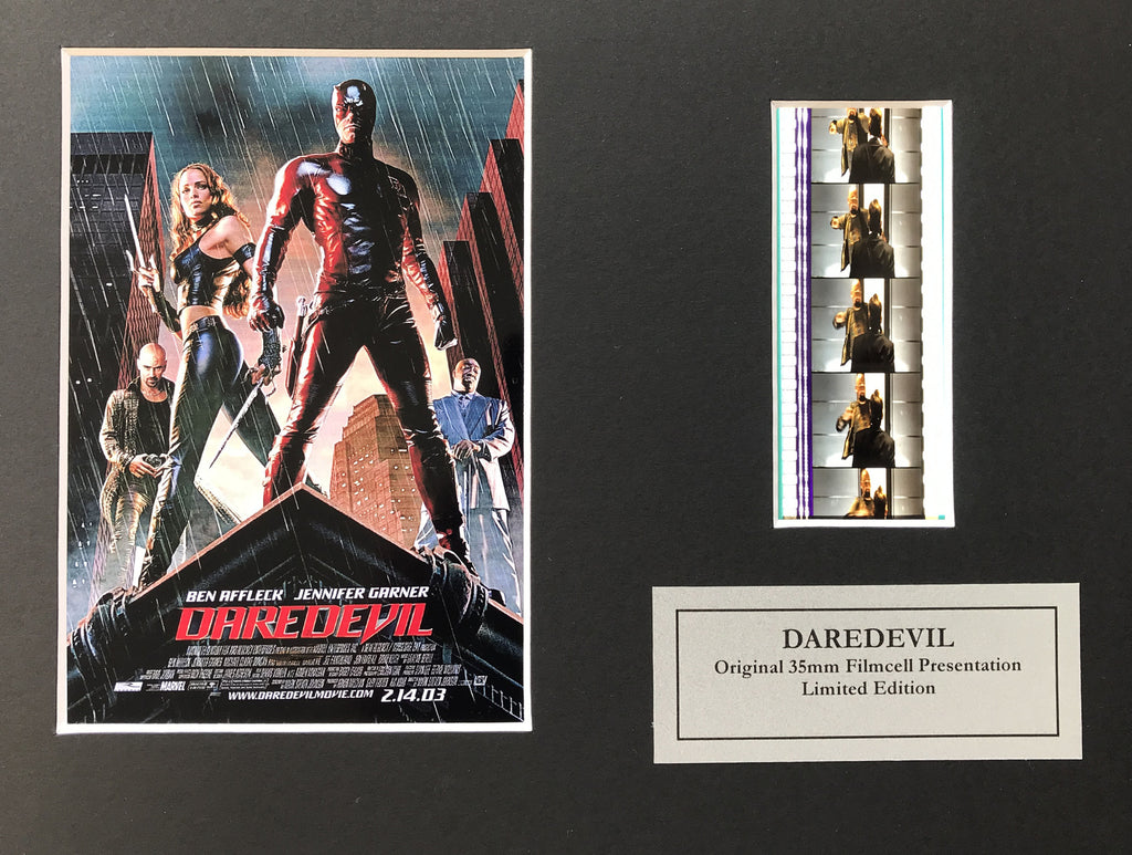Hand crafted display featuring original 35mm film cells for a DAREDEVIL 2003 fan