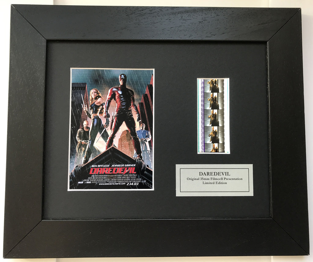 Hand crafted display featuring original 35mm film cells for a DAREDEVIL 2003 fan