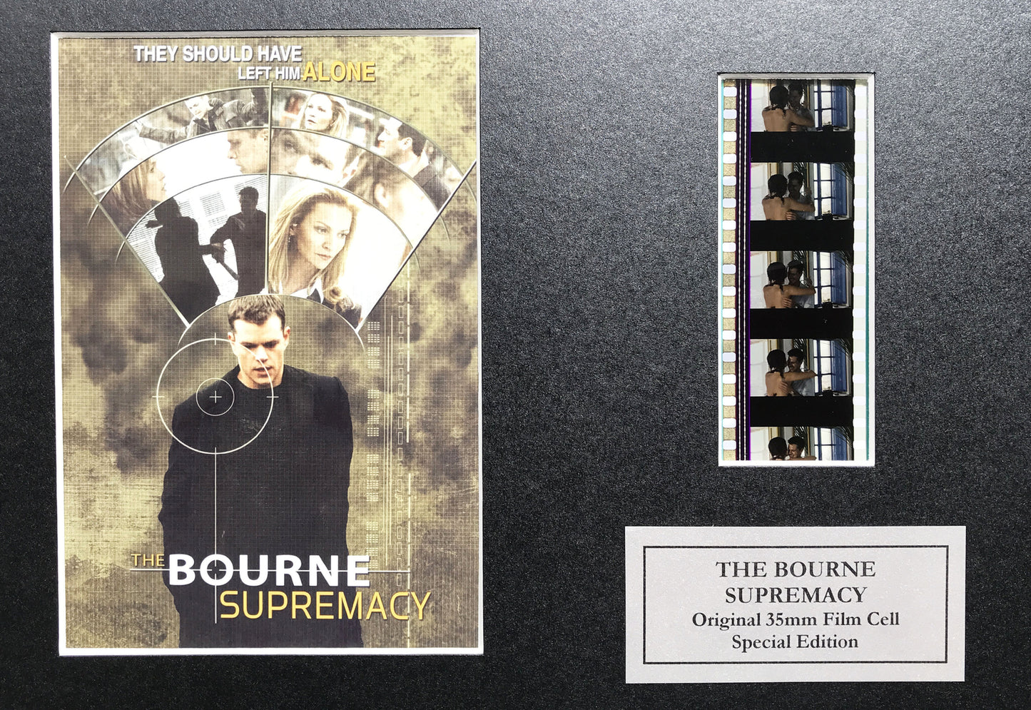 Handmade display featuring original film cell for THE BOURNE SUPREMACY fans v1