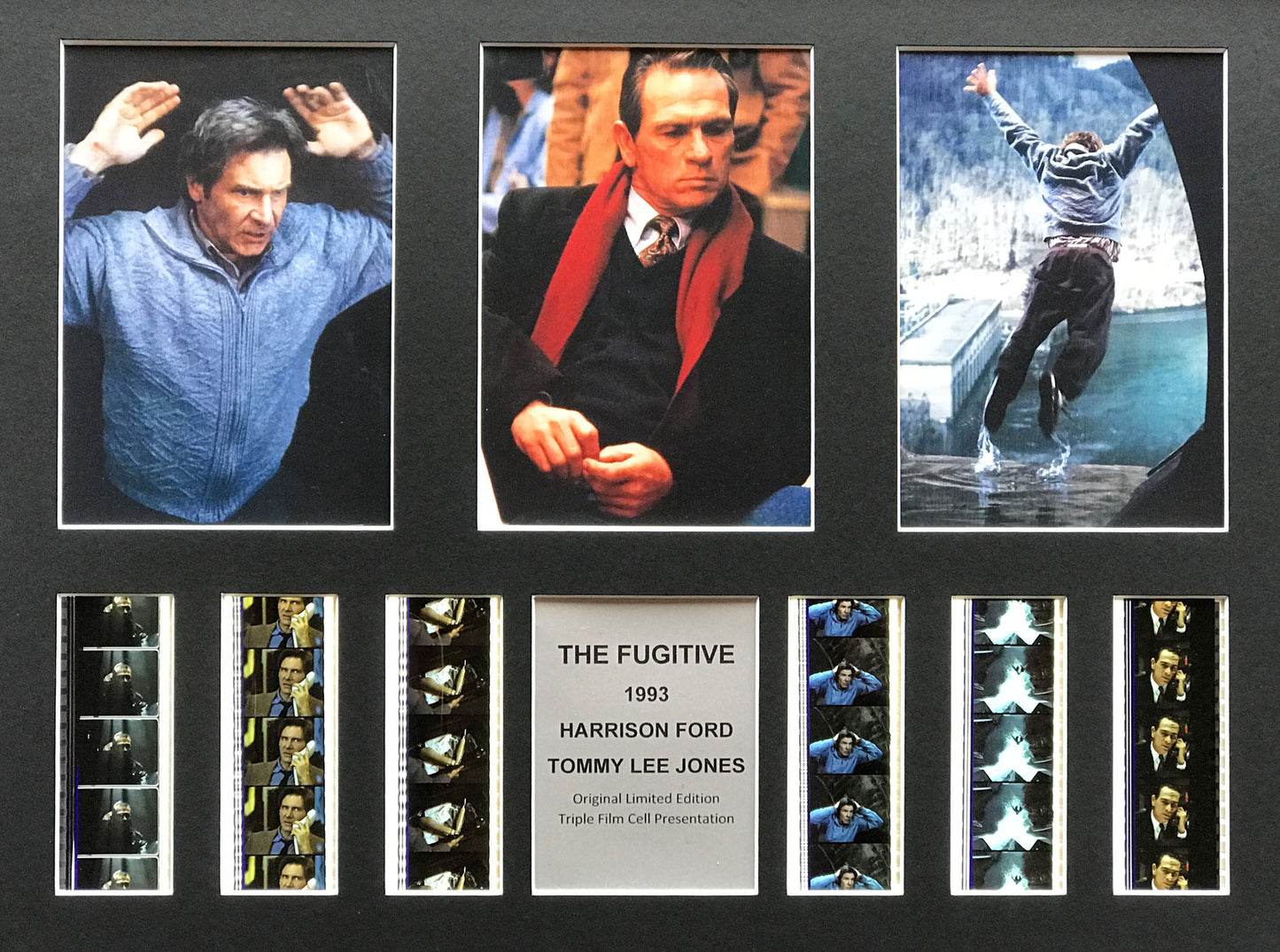 Hand crafted display featuring original 35mm film cells for THE FUGITIVE fans v3