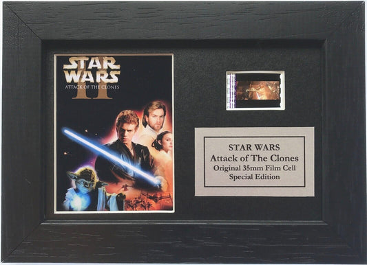 STAR WARS Ep II Original 35mm Film Cells set in Quality Wood Frame + COA v2