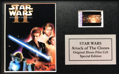 STAR WARS Ep II Original 35mm Film Cells set in Quality Wood Frame + COA v2