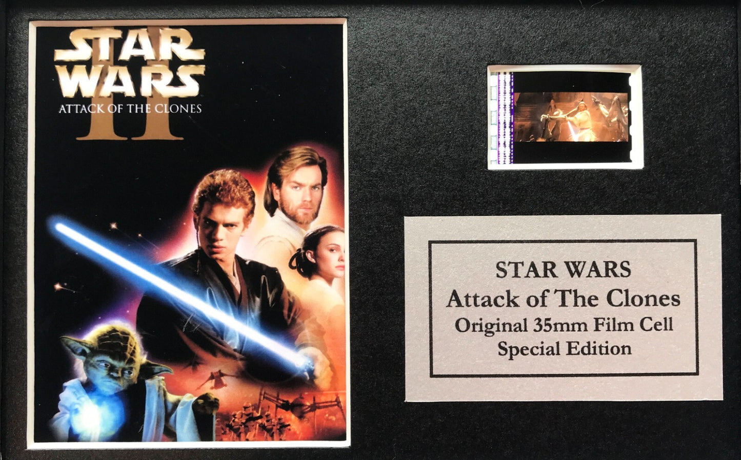 STAR WARS Ep II Original 35mm Film Cells set in Quality Wood Frame + COA v2