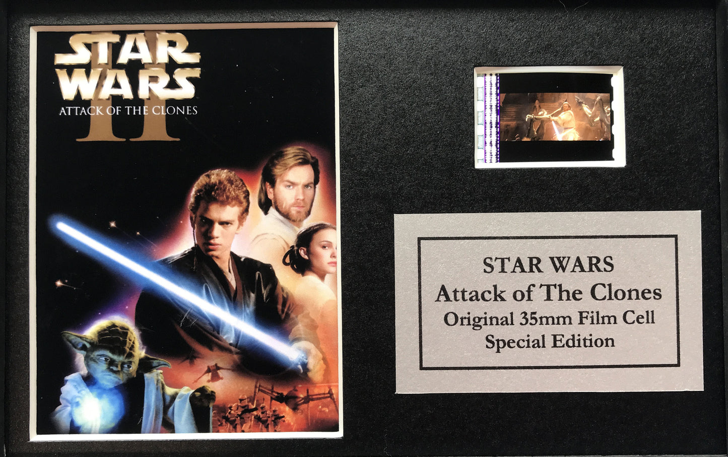 STAR WARS Ep II Original 35mm Film Cells set in Quality Wood Frame + COA v2