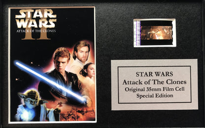 STAR WARS Ep II Original 35mm Film Cells set in Quality Wood Frame + COA v2