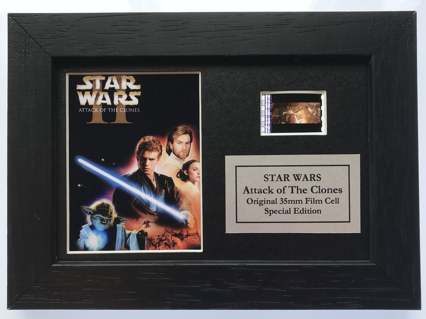 STAR WARS Ep II Original 35mm Film Cells set in Quality Wood Frame + COA v2