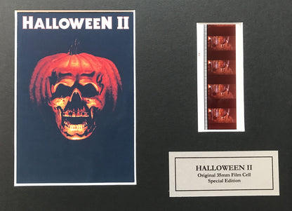 Handmade display featuring original 35mm film cells for a HALLOWEEN II fan v1