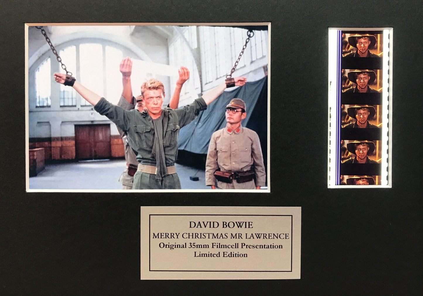 Hand crafted display featuring original 35mm film cells for DAVID BOWIE fans