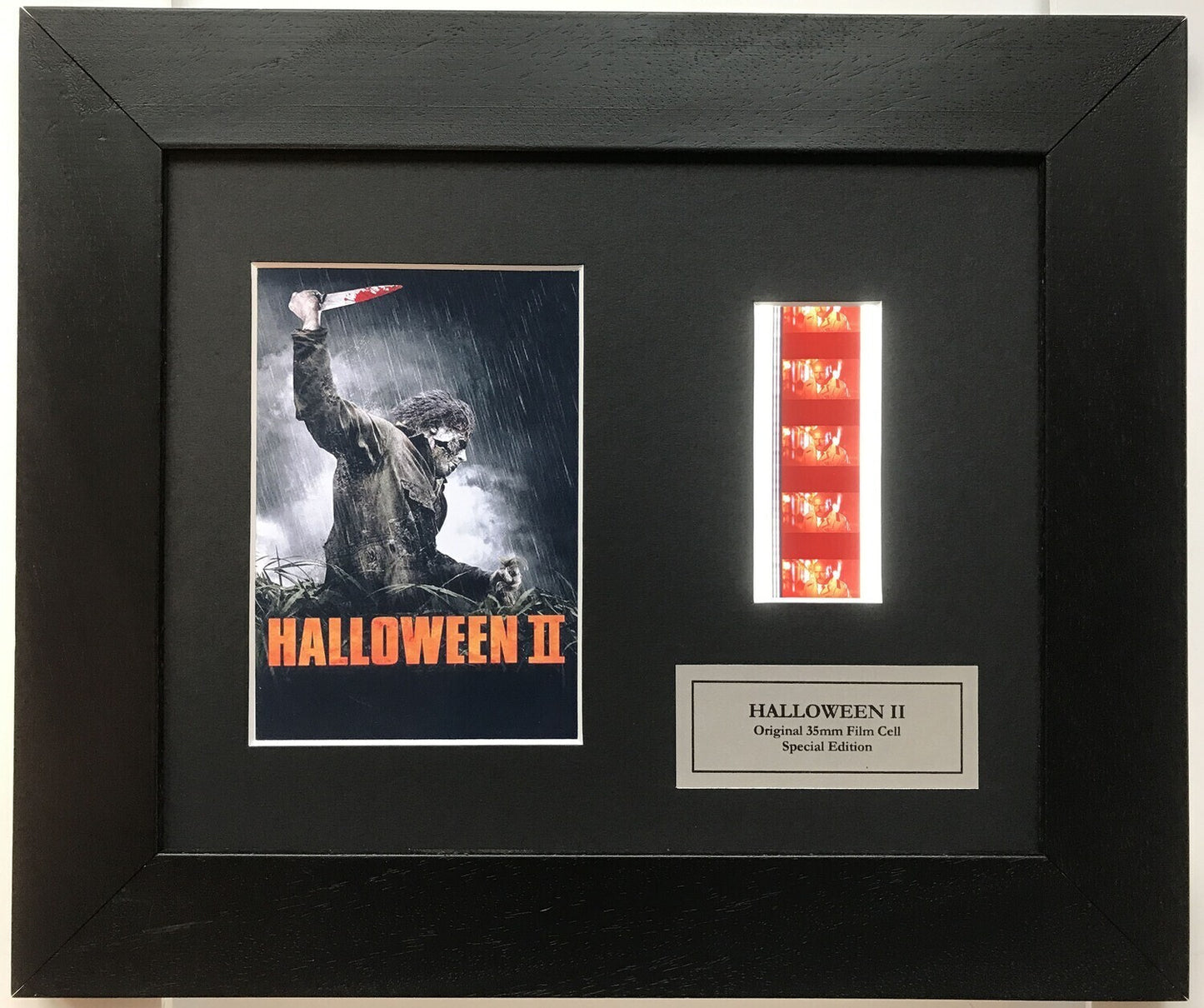 Handmade display featuring original 35mm film cells for a HALLOWEEN II fan v2