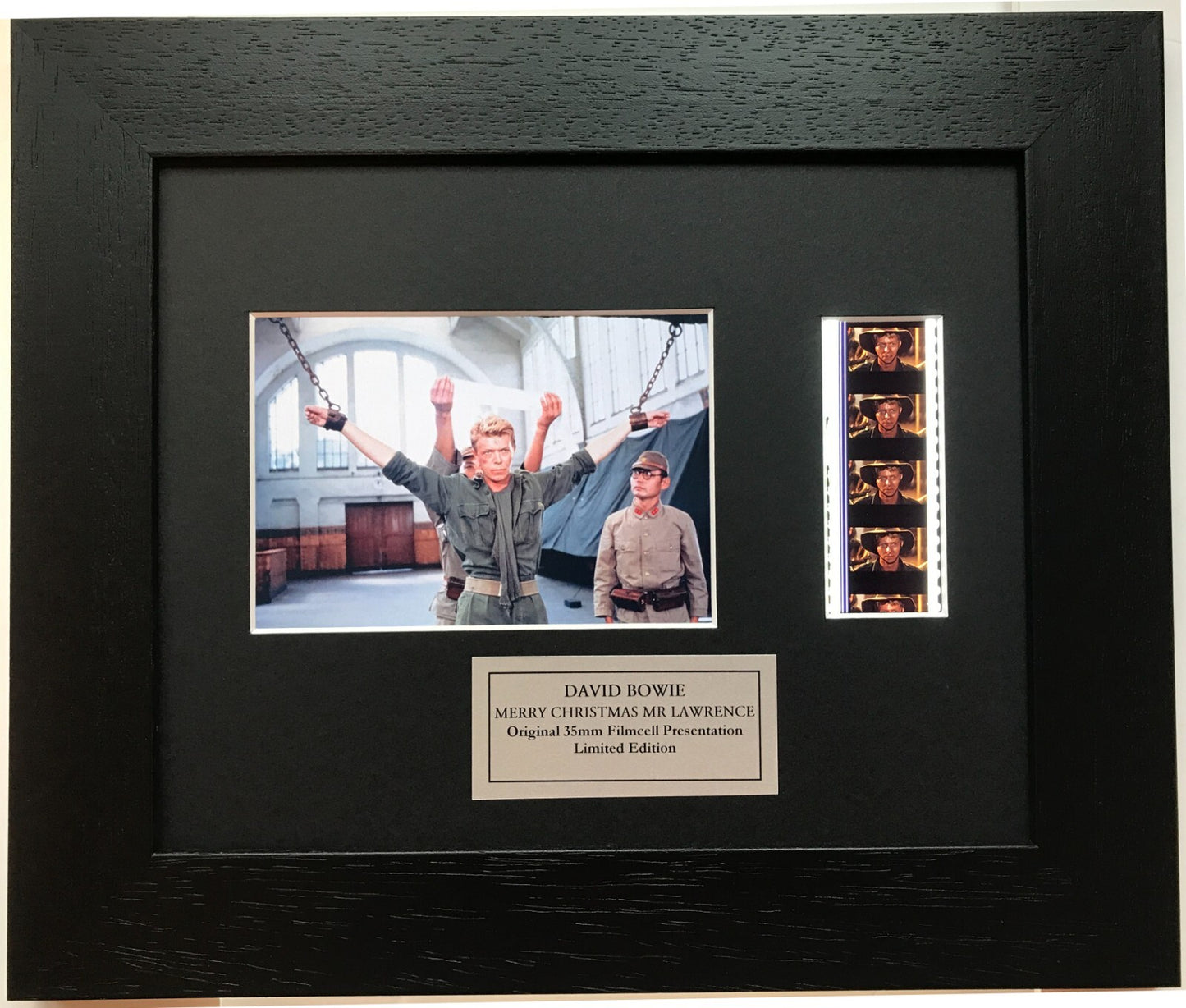 Hand crafted display featuring original 35mm film cells for DAVID BOWIE fans