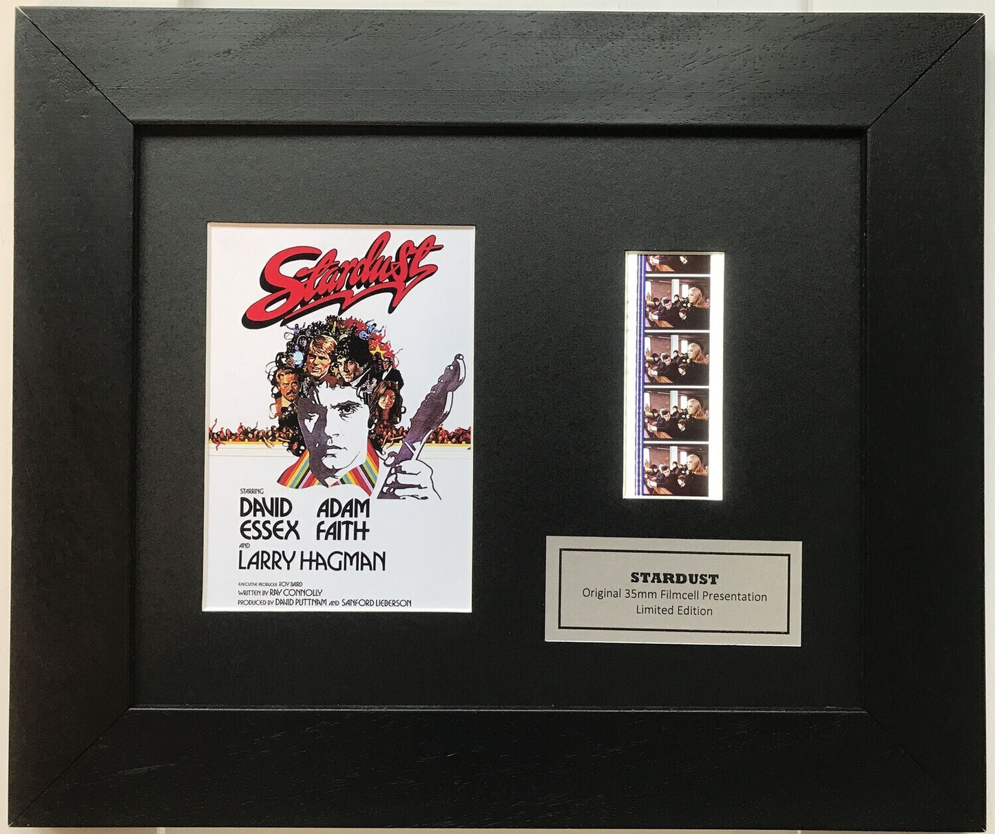 Hand crafted display featuring original 35mm film cells for STARDUST 1974 fan