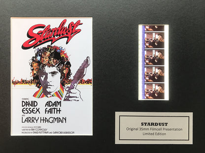 Hand crafted display featuring original 35mm film cells for STARDUST 1974 fan