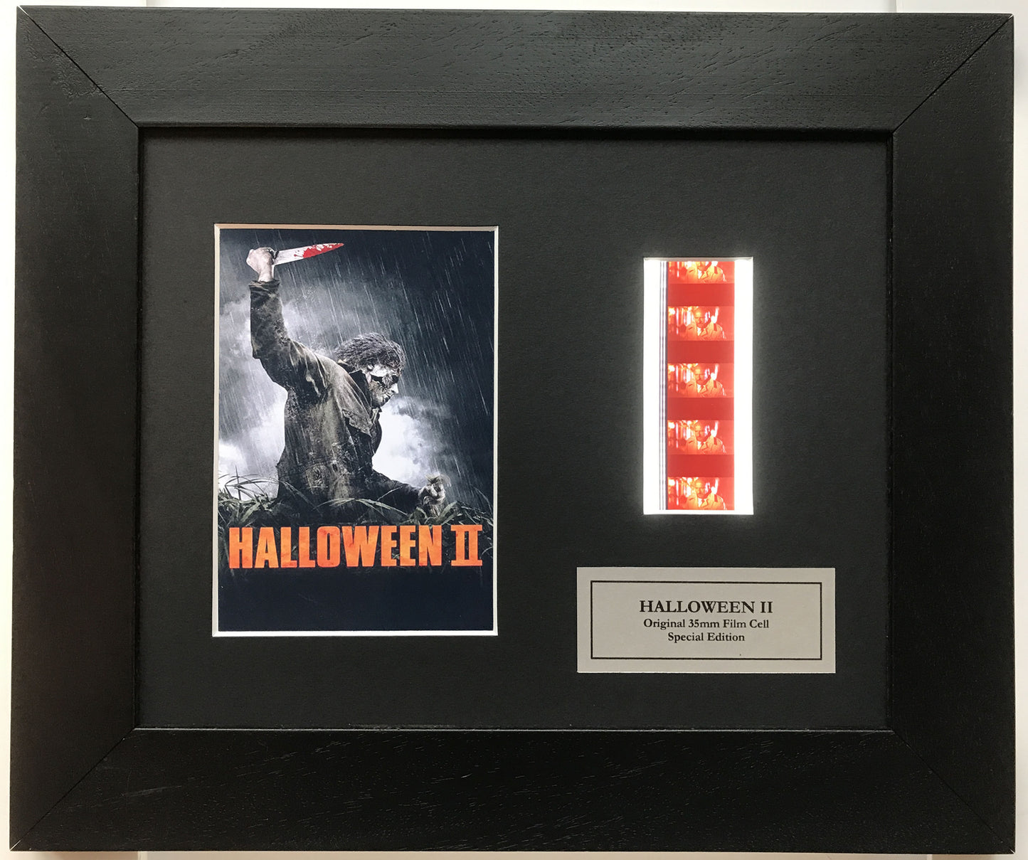 Handmade display featuring original 35mm film cells for a HALLOWEEN II fan v2