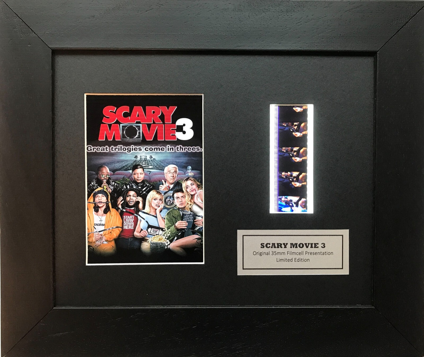 Handmade display featuring original 35mm film cells for SCARY MOVIE 3 fans + COA