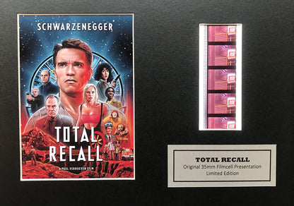 Handmade display featuring original 35mm film cells for a TOTAL RECALL fan + COA