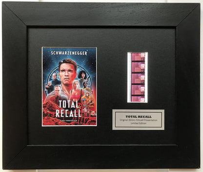 Handmade display featuring original 35mm film cells for a TOTAL RECALL fan + COA