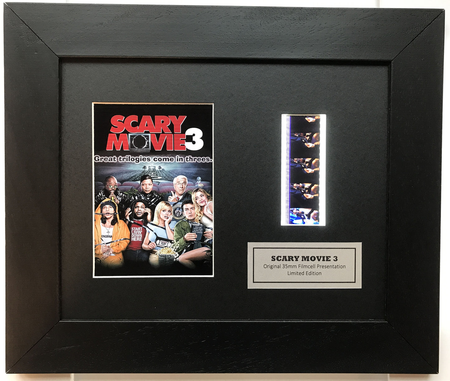Handmade display featuring original 35mm film cells for SCARY MOVIE 3 fans + COA