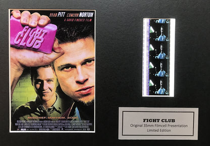 Handmade display featuring original 35mm film cells for a FIGHT CLUB 1999 fan