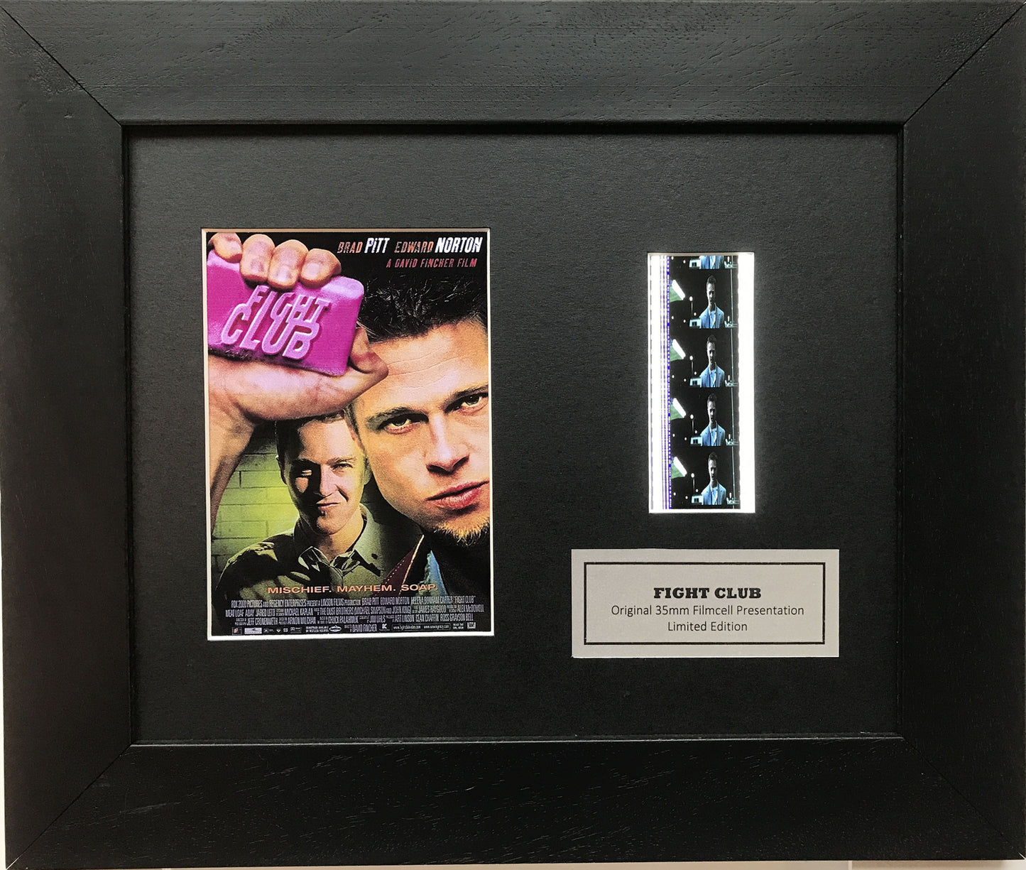 Handmade display featuring original 35mm film cells for a FIGHT CLUB 1999 fan