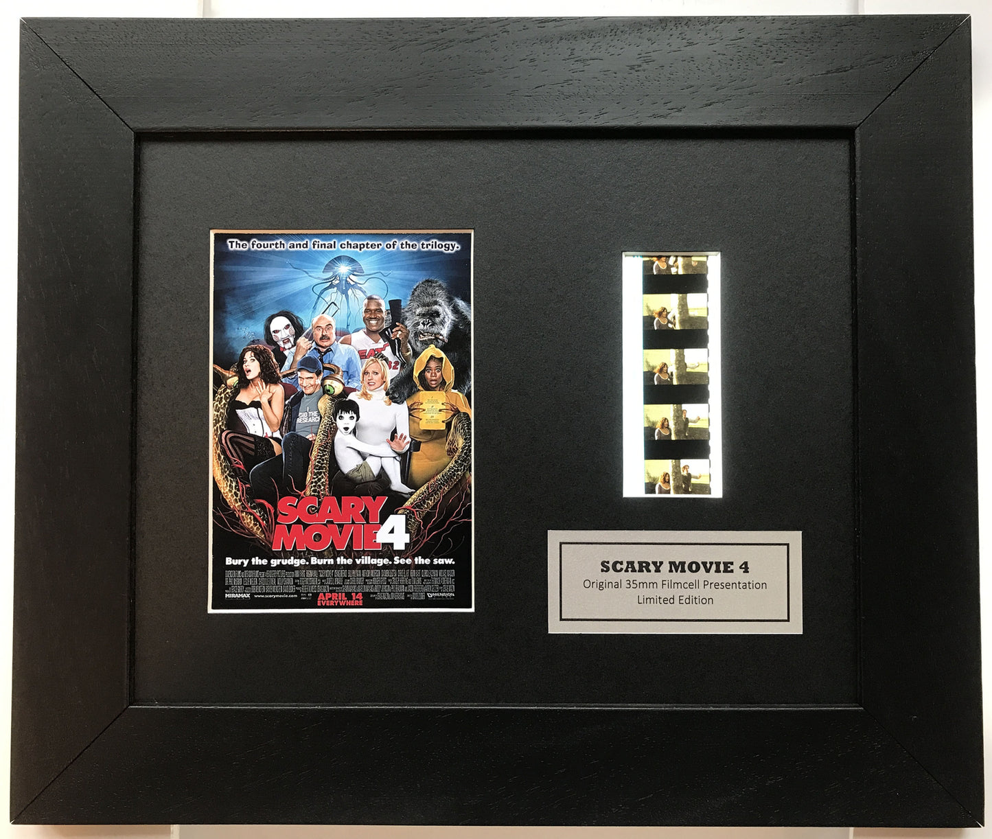 Handmade display featuring original 35mm film cells for SCARY MOVIE 4 fans + COA