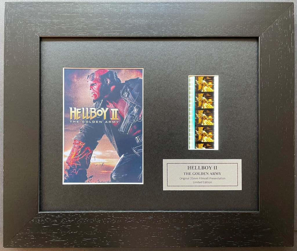 Hand crafted display featuring original 35mm film cells for a HELLBOY 11 fan