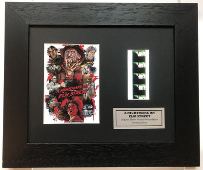 Handmade display with original 35mm film cells for A Nightmare on Elm Street fan