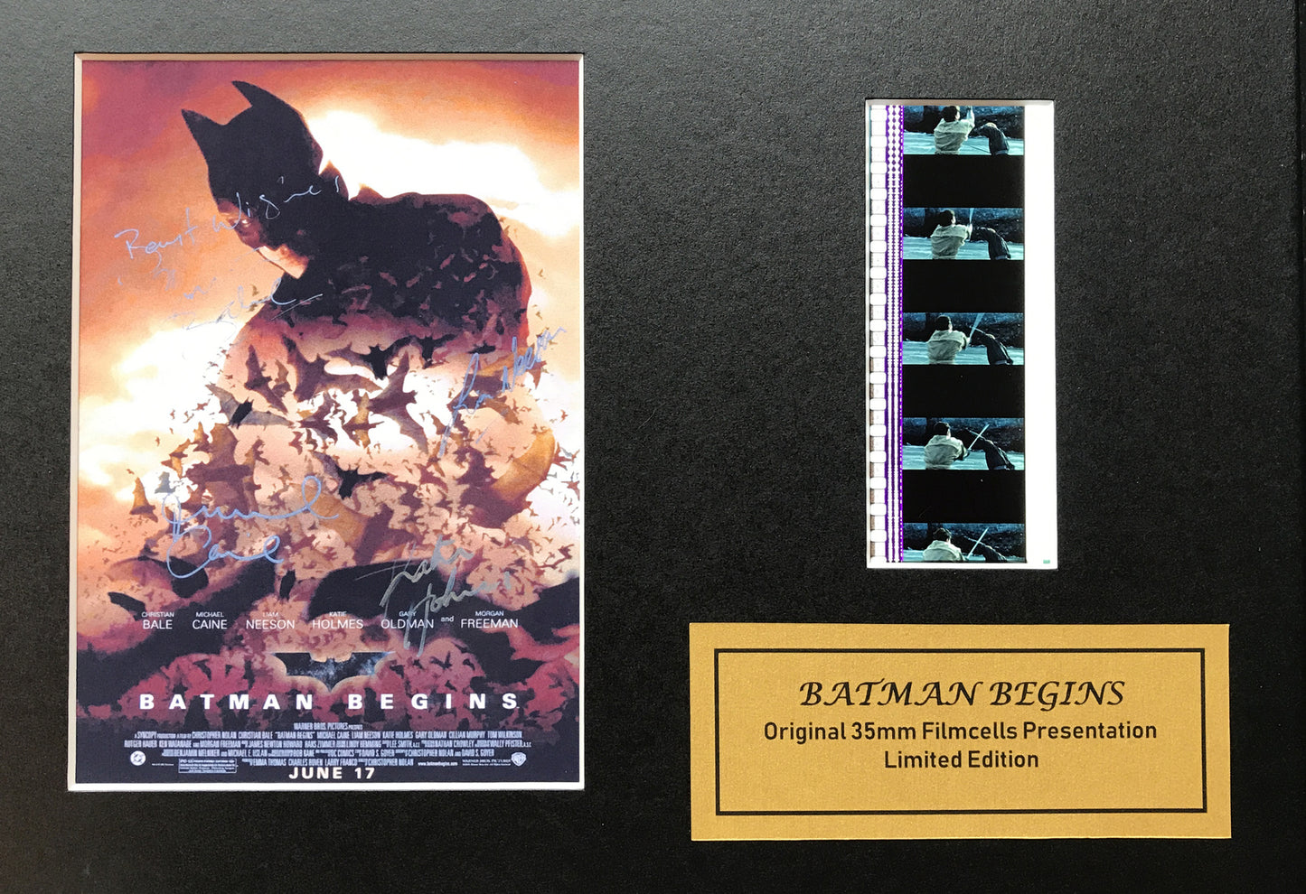 Handmade display featuring original 35mm film cells for a BATMAN BEGINS fan vSR2