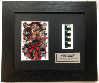 Handmade display with original 35mm film cells for A Nightmare on Elm Street fan