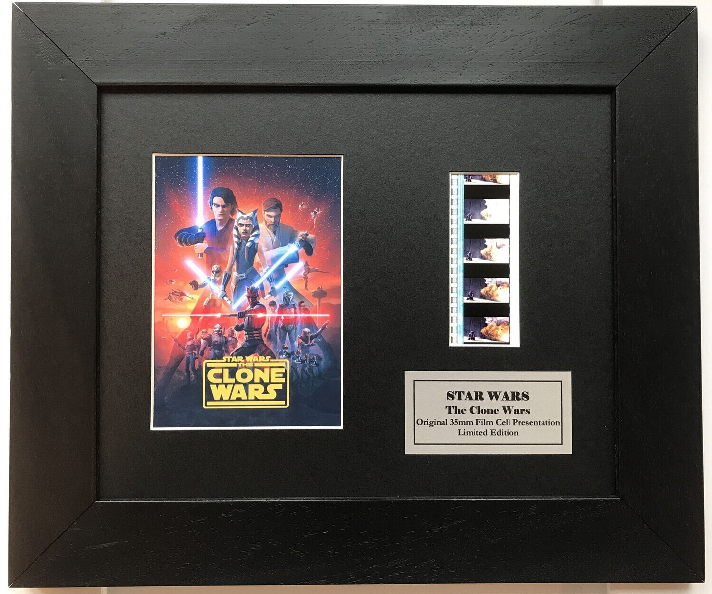 STAR WARS The Clone Wars Original 35mm Film Cells set in Quality Wood Frame + COA