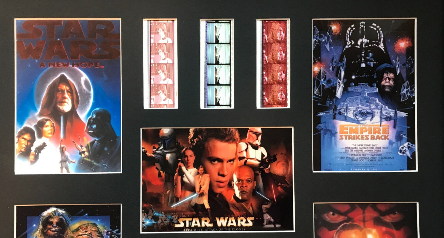 Handmade display featuring original 35mm film cells for a STAR WARS - SAGA fan