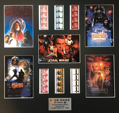 Handmade display featuring original 35mm film cells for a STAR WARS - SAGA fan