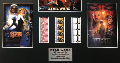 Handmade display featuring original 35mm film cells for a STAR WARS - SAGA fan