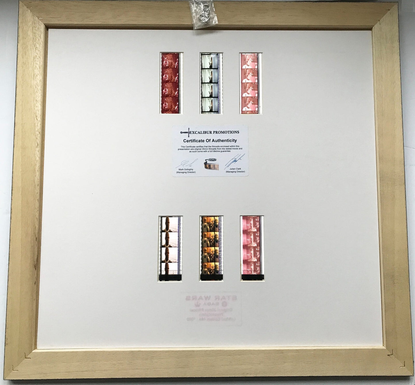Handmade display featuring original 35mm film cells for a STAR WARS - SAGA fan