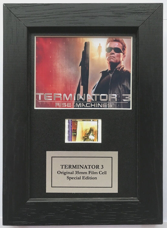Handmade display featuring original Mini 35mm film cells for a Terminator 3 fan