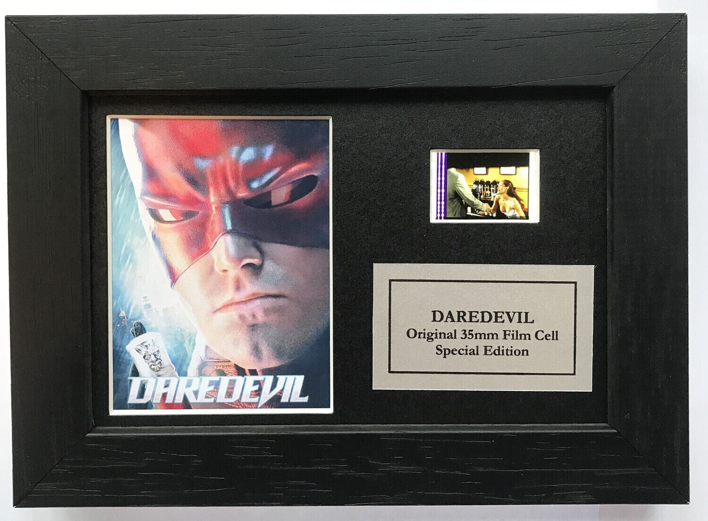 Hand crafted display featuring original Mini 35mm film cells for a DAREDEVIL fan