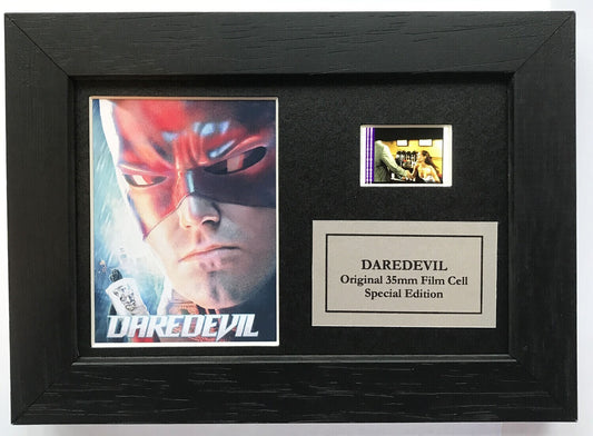 Hand crafted display featuring original Mini 35mm film cells for a DAREDEVIL fan